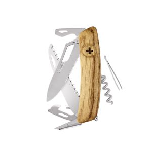 Navaja Multiusos Swiza SH05TR AM WAVY EDGE madera roble con hoja de acero 440 de 7,5 cm