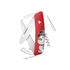 Navaja Multiusos Swiza J06 JUNIOR CHRISTMAS Snowman rojo con hoja de acero 440 de 7,2 cm
