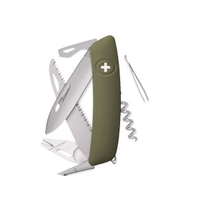 Navaja Multiusos Swiza TT05R TICK TOOL AM olivo con hoja de acero 440 de 7,5 cm