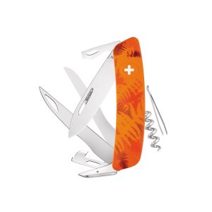 Navaja Multiusos Swiza C07 CAMOUFLAGE SCISSORS naranja helecho con hoja de acero 440 de 7,5 cm