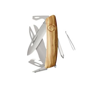 Navaja Multiusos Swiza D08R AM SCISSORS madera olivo con hoja de acero 440 de 7,5 cm