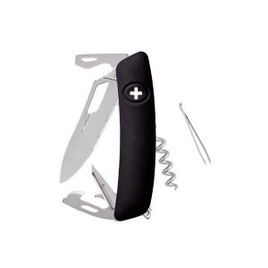 Navaja Multiusos Swiza SH03TR AM WAVY EDGE negra con hoja de acero 440 de 7,5 cm