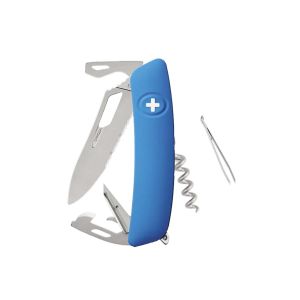 Navaja Multiusos Swiza SH03TR AM WAVY EDGE azul con hoja de acero 440 de 7,5 cm