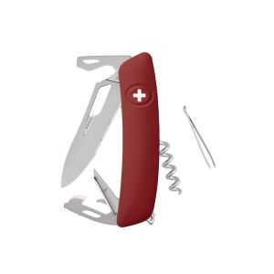 Navaja Multiusos Swiza SH03TR AM WAVY EDGE rojo Helvetix con hoja de acero 440 de 7,5 cm