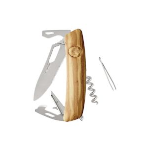 Navaja Multiusos Swiza SH03TR AM WAVY EDGE madera olivo con hoja de acero 440 de 7,5 cm