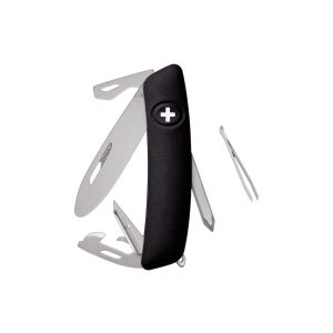 Navaja Multiusos Swiza J04R AM JUNIOR negra con hoja de acero 440 de 7,2 cm