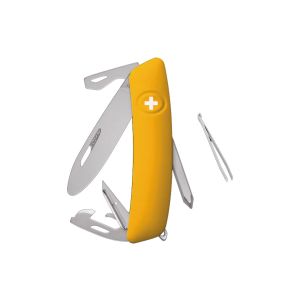 Navaja Multiusos Swiza J04R AM JUNIOR amarillo dorado con hoja de acero 440 de 7,2 cm