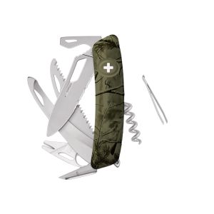 Navaja Multiusos Swiza SH09TR-HUTT AM HUNTER olivo pino con hoja de acero 440 de 7,5 cm