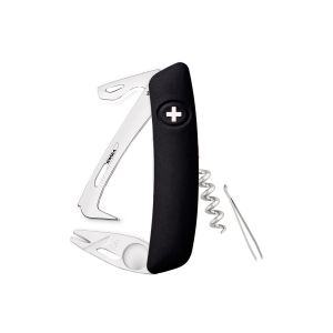 Navaja Multiusos Swiza HO03 HORSE & TICK TOOL negra con hoja de acero 440 de 6,5 cm