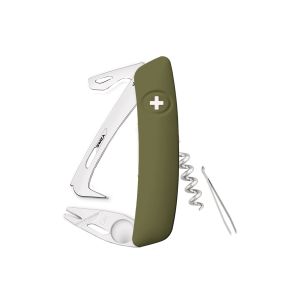 Navaja Multiusos Swiza HO03 HORSE & TICK TOOL olivo con hoja de acero 440 de 6,5 cm