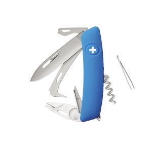 Navaja Multiusos Swiza HO05R-TT AM HORSE & TICK TOOL azul con hoja de acero 440 de 7,5 cm