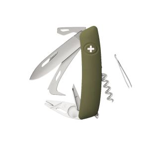Navaja Multiusos Swiza HO05R-TT AM HORSE & TICK TOOL olivo con hoja de acero 440 de 7,5 cm