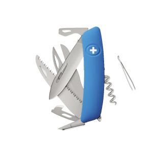 Navaja Multiusos Swiza D09R AM SAW & SCISSORS azul con hoja de acero 440 de 7,5 cm
