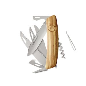 Navaja Multiusos Swiza D09R AM SAW & SCISSORS madera olivo con hoja de acero 440 de 7,5 cm