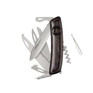 Navaja Multiusos Swiza D09R AM SAW & SCISSORS laminado negra con hoja de acero 440 de 7,5 cm