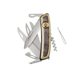 Navaja Multiusos Swiza D09R AM SAW & SCISSORS laminado blanco con hoja de acero 440 de 7,5 cm