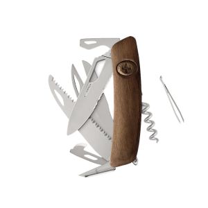 Navaja Multiusos Swiza SH09TR AM SAW & SCISSORS WAVY EDGE madera nogal con hoja de acero 440 de 7,5 cm