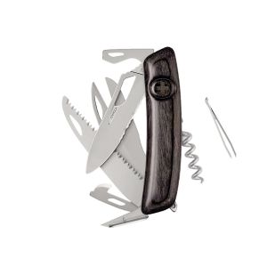 Navaja Multiusos Swiza SH09TR AM SAW & SCISSORS WAVY EDGE laminado negra con hoja de acero 440 de 7,5 cm