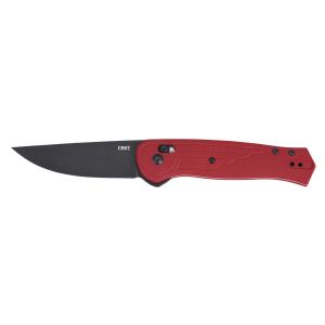 Navaja Crkt SERO roja 7170R con hoja de acero Acero inoxidable S35VN de 7.7 cm y empuñadura de Nailon verde de 12.3 cm