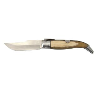 Navaja Expósito Albaceteña Nº 1 con carraca y empuñadura de cuerno de toro con aluminio CA-1/AT