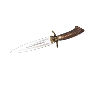 Muela Cuchillo CERVUS-26L hoja de acero MoVa de 27 cm y empuñadura de roseta de ciervo.