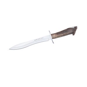 Muela Cuchillo CHEVREUIL-22S hoja de acero MoVa de 22 cm y empuñadura de roseta de ciervo.