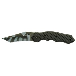 Navaja Crkt CRAWFORD TRIUMPH TIGER STRIPED 1030TS  con hoja de acero AUS-8 de 8,9 cm y empuñadura de G-10 de 12,7 cm