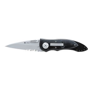 Navaja Crkt E-LOCK BLACK 7313 FILO MIXTO con hoja de acero AUS-8 de 7 cm y empuñadura de GFN de 10,1 cm
