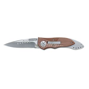 Navaja Crkt E-LOCK BRONZE 7323  con hoja de acero AUS-8 de 7 cm y empuñadura de Aluminio de 10,1 cm