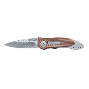 Navaja Crkt E-LOCK BRONZE 7333 FILO MIXTO con hoja de acero AUS-8 de 7 cm y empuñadura de Aluminio de 10,1 cm