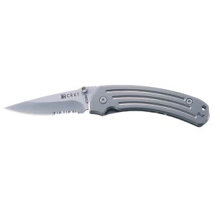 Navaja Crkt S-2 TITANIUM LARGE 7513 FILO MIXTO con hoja de acero AUS-118 de 8,9 cm y empuñadura de Titanio de 12,7 cm