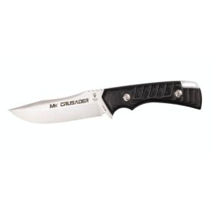 Muela Cuchillo CRUSADER-13M/K hoja de acero MoVa de 13 cm empuñadura de micarta negra y funda de kydex.
