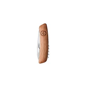 Navaja multiusos suiza Swiza D01BNOY con hoja de acero 440C de 7,5 cm, linerlock y empuñadura de nogal. Seis usos diferentes