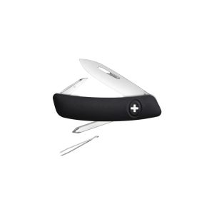 Navaja multiusos suiza Swiza D02N con hoja de acero 440C de 7,5 cm, linerlock y empuñadura de color Negro. Seis usos diferentes