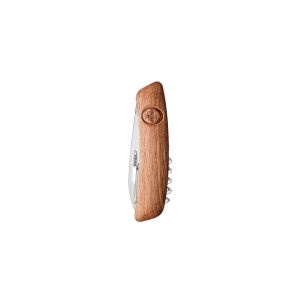 Navaja multiusos suiza Swiza D03, Madera Nogal con hoja de acero 440C de 75.cm. Bloqueo por liner-lock con botón y once usos diferentes