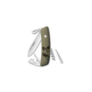 Navaja multiusos suiza Swiza D03 Edition Jabalí con hoja de acero 440C de 75.cm. Bloqueo por liner-lock con botón y once usos diferentes