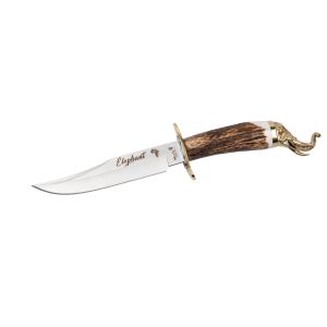 Muela Cuchillo de Caza BIG FIVE ELEPHANT ELEPHANT-16BF con hoja de acero inox MoVa de 16 cm y empuñadura de asta de ciervo de 13 cm