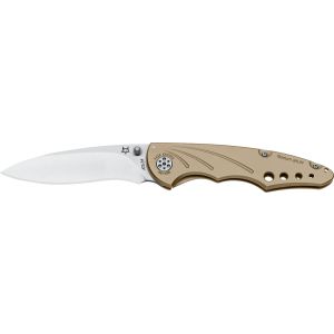 Navaja italiana FOX RON LARKE 180B con hoja de acero ATS-34 de 9 cm y empuñadura de titanio AL4B de 11,5 cm