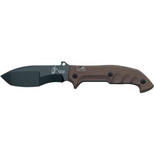 Navaja Tracker Fox FKMD TRAKER MESKWAKI FX-501 con hoja de acero N690Co de 13.5 cm y empuñadura de G-10 Marrón de 17.5 cm
