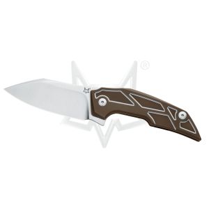 Navaja italiana FOX PHOENIX FX-531TI BR con hoja de acero M390 de 8,5 cm y empuñadura de titanio anodizado en marrón de 11,5 cm