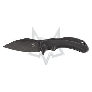 Navaja italiana FOX SHADOW FX-533 TI con hoja de acero Elmax de 10 cm con recubrimiento PVD negro y empuñadura de titanio de grado aeroespacial de 12 cm