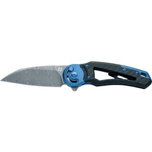 Navaja Fox METAMORPHOSIS FX-556-B1 con hoja de acero Super Dense Twist ™ by Damasteel  de 9 cm y empuñadura de Fibra de carbono 3k de 11 cm