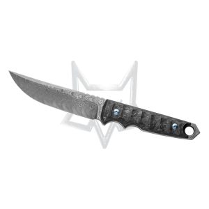 Cuchillo Fox Ryu FX-634 DCF con hoja de acero damasco Balbach de 13 cm y empuñadura de fibra de carbono marmol de 14 cm