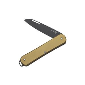 Navaja Fox VULPIS - Latón FX-VP130 OTB con hoja de acero M390 de 4.5 cm y empuñadura de Latón de 6.5 cm
