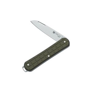 Navaja Fox Vulpis - Grenade Pattern FX-VPGP130 MG con hoja de acero N690Co de 5.5 cm y empuñadura de Aluminio anodizado verde militar de 8 cm