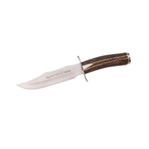 Muela Cuchillo de caza GRED-17 con hoja de acero inoxidable MoVa de 17 cm y empuñadura de asta de ciervo.