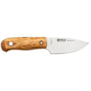Cuchillo nórdico HELLE 201620 Mandra FG con hoja de acero 12C27 de 6.9 cm y empuñadura de Ronce de Abedul rizado y fibra vulcanizada de 8.1 cm