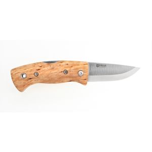 Navaja nórdica HELLE 662 Kletten con hoja de acero H3LSS (Inox) de 5.5 cm y empuñadura de Raíz de abedul de 8.0 cm