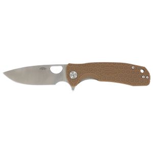 Navaja Honey Badger Medium Flipper Tan 1012 con hoja de acero 8Cr13MoV de 8.1 cm y empuñadura de FRN de 10.4 cm