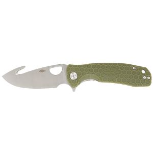 Navaja Honey Badger Large Hook Verde 1253 con hoja de acero 8Cr13MoV de 9.2 cm y empuñadura de FRN de 11.8 cm